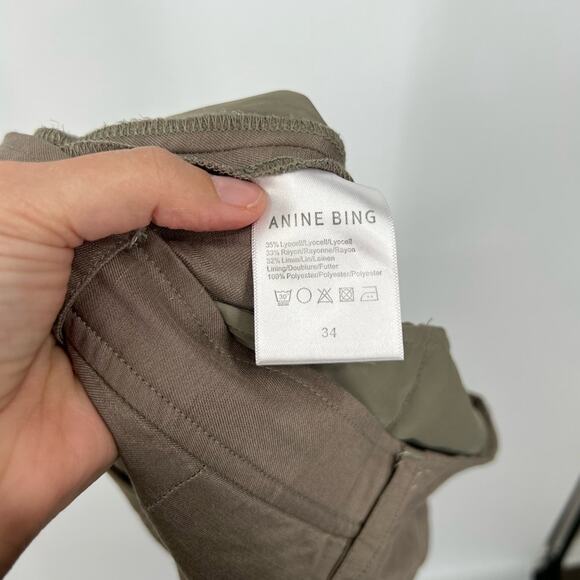 Anine Bing High Rise Pleated Trouser Pants Linen Blend - Picture 8 of 10